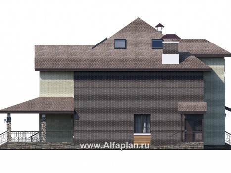 Проекты домов Альфаплан - «Демидов» - респектабельный особняк с мансардой - превью фасада №3