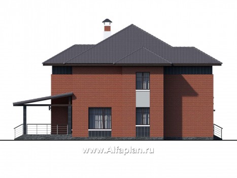 «Рейн» - проект современного двухэтажного дома, вилла со вторым светом в холле, с террасой - превью фасада дома
