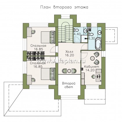Проекты домов Альфаплан - «Светлая полоса» - современный коттедж со вторым светом - превью плана проекта №2