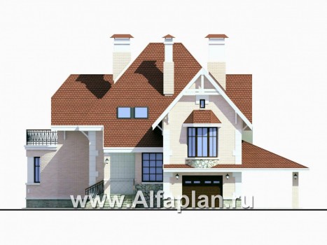 «Ветер перемен» - проект дома с мансардой, с террасой и гаражом-навесом - превью фасада дома