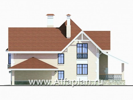 «Ветер перемен» - проект дома с мансардой, с террасой и гаражом-навесом - превью фасада дома