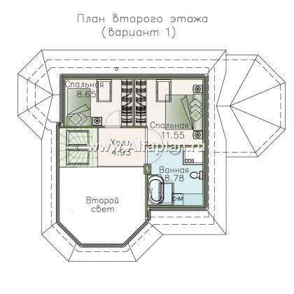 Проекты домов Альфаплан - «Душечка» - удобный дом для жизни и отдыха - превью плана проекта №2