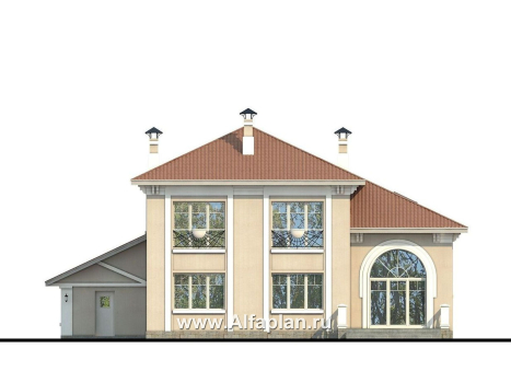 «Тургенев» - проект двухэтажного дома, с террасой и с гаражом, в классическом стиле - превью фасада дома