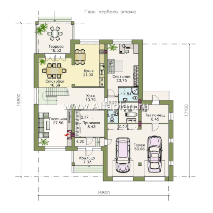 «Тургенев» - проект двухэтажного дома, с террасой и с гаражом, в классическом стиле - превью план дома