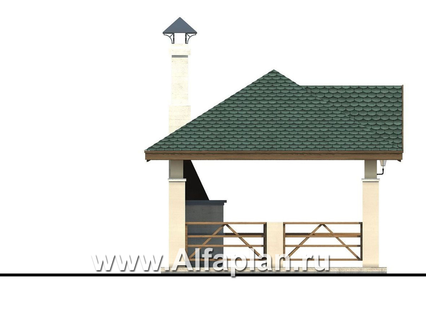 Проекты домов Альфаплан - Беседка-павильон с барбекю (летняя кухня) - изображение фасада №2