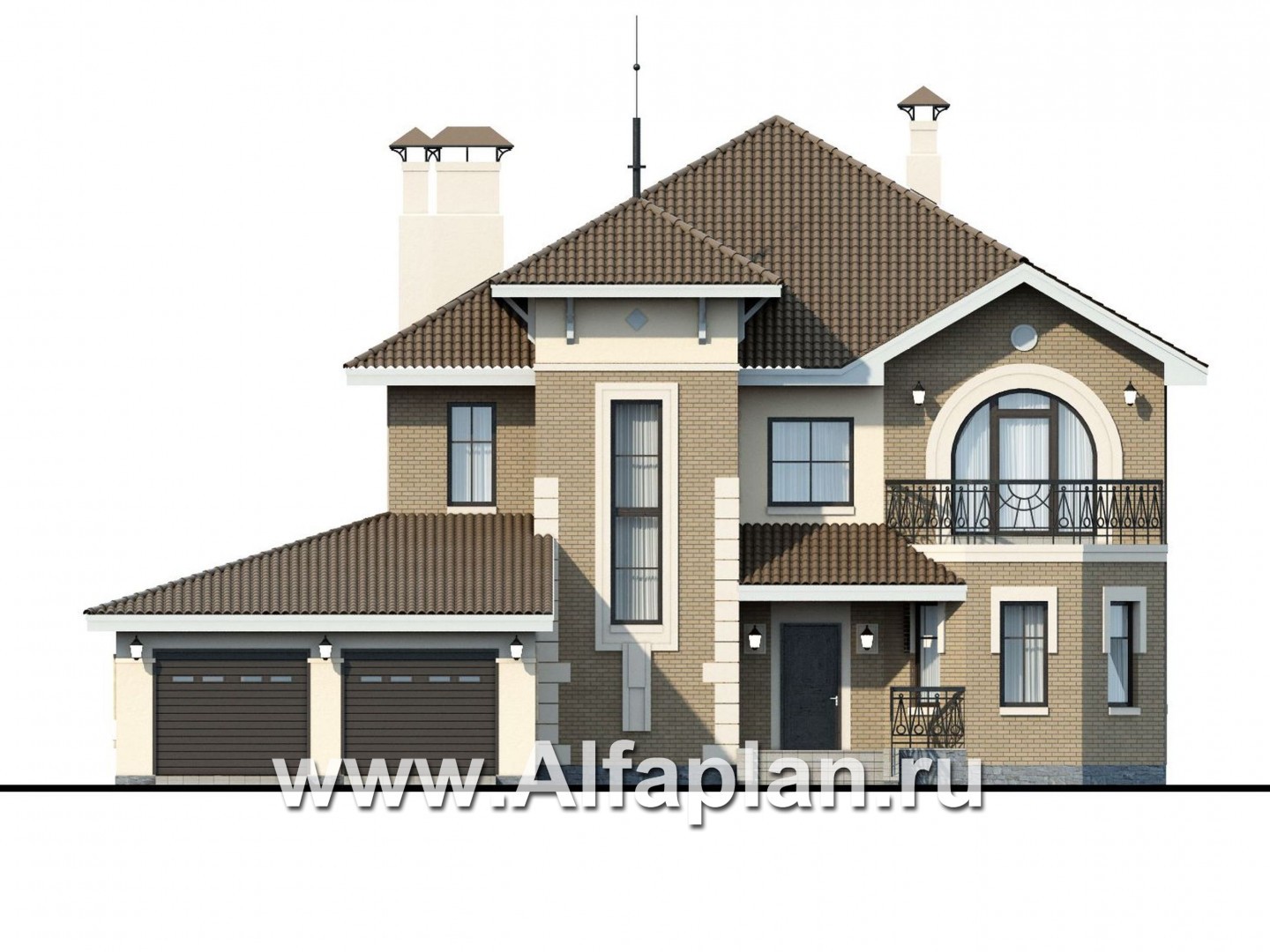 Проекты домов Альфаплан - «Феникс» - двухэтажный коттедж с компактным планом - изображение фасада №1