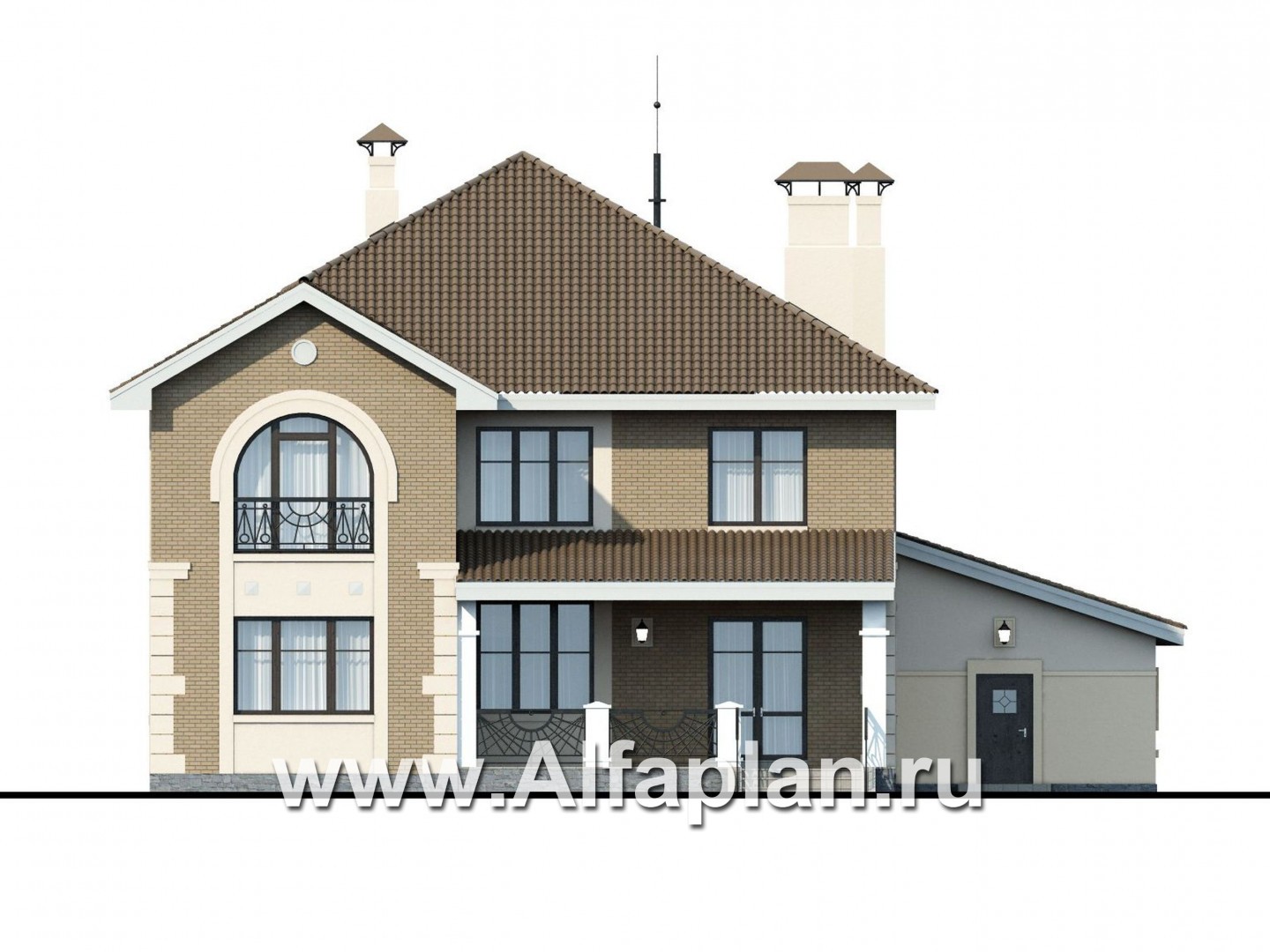 Проекты домов Альфаплан - «Феникс» - двухэтажный коттедж с компактным планом - изображение фасада №4