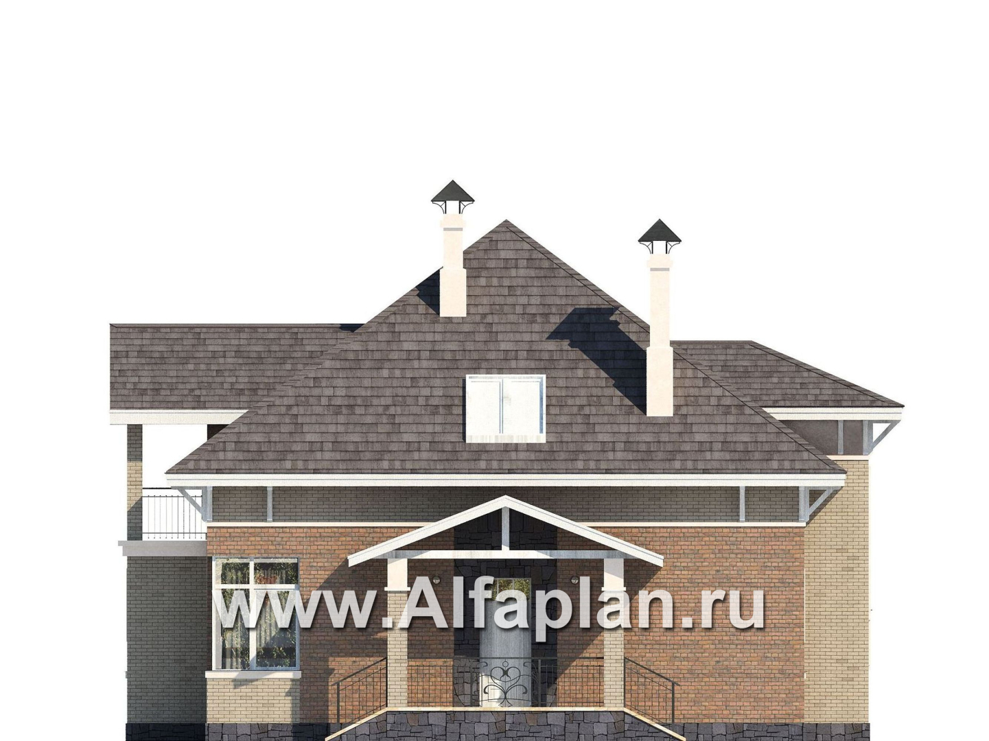 Проекты домов Альфаплан - «Воплощение» -  коттедж под пирамидальной кровлей - изображение фасада №2