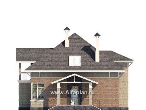 Проекты домов Альфаплан - «Воплощение» -  коттедж под пирамидальной кровлей - превью фасада №2