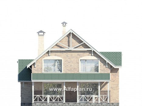 Проекты домов Альфаплан - «Новая пристань» - дом из газобетона для удобной загородной жизни - превью фасада №4