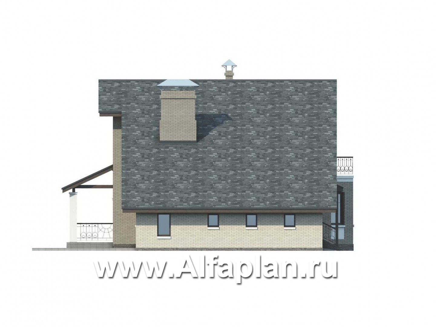 Проекты домов Альфаплан - «Бавария» - шале с комфортной планировкой - изображение фасада №3