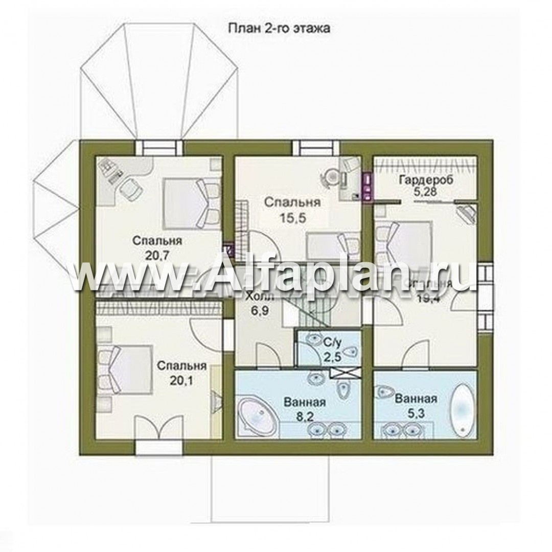 Проекты домов Альфаплан - «Магистр» - респектабельный коттедж с гаражом - план проекта №2