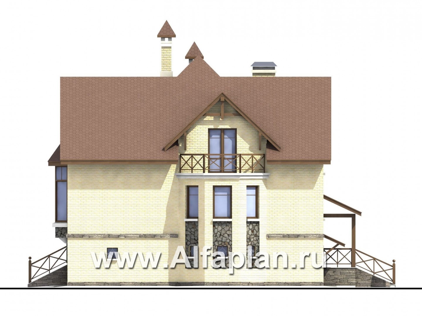 Проекты домов Альфаплан - «Серебряный век» - загородный дом с элементами арт-нуво - изображение фасада №2
