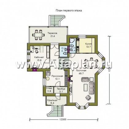 Проекты домов Альфаплан - «Серебряный век» - загородный дом с элементами арт-нуво - превью плана проекта №2