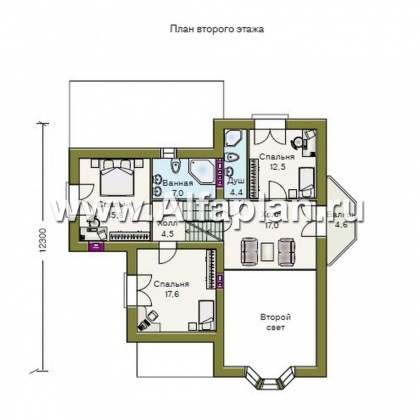 Проекты домов Альфаплан - «Серебряный век» - загородный дом с элементами арт-нуво - превью плана проекта №3