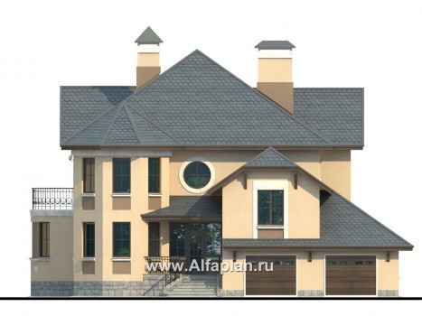 Проекты домов Альфаплан - «Амбиент» - проект коттеджа с большим гаражом - превью фасада №1