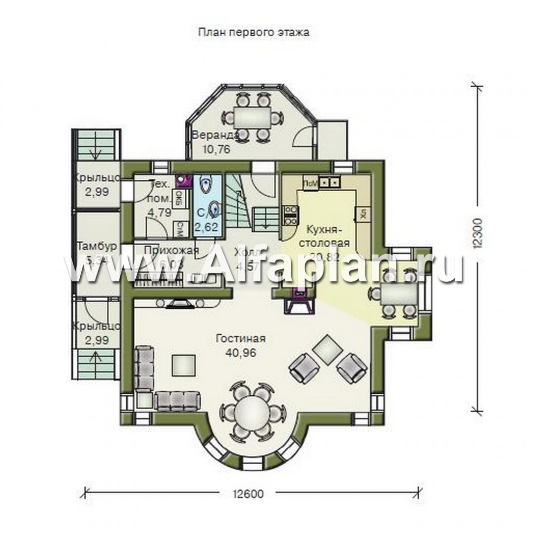 Проекты домов Альфаплан - «Петит» - проект двухэтажного загородного дома с просторной мансардой - план проекта №1