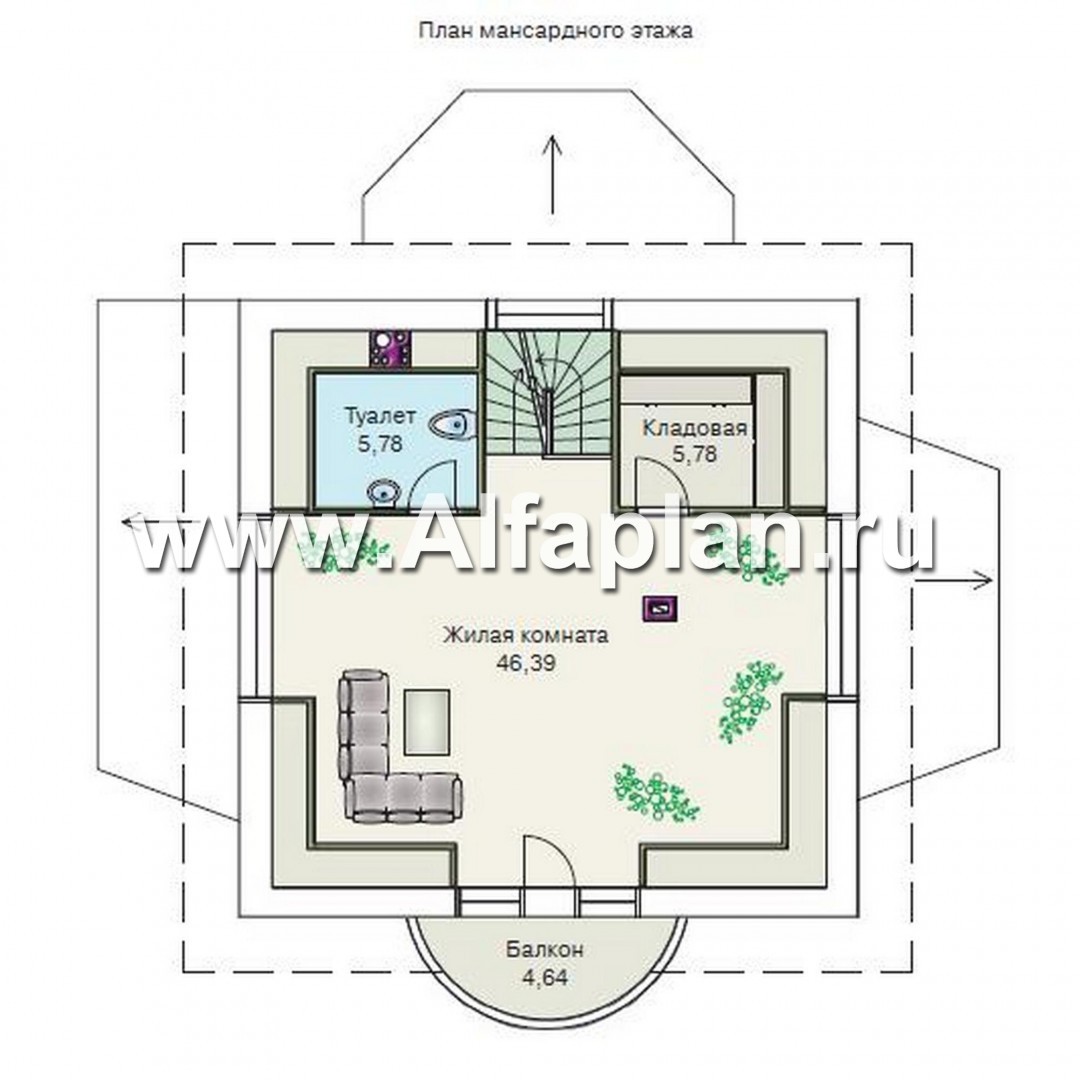 Проекты домов Альфаплан - «Петит» - проект двухэтажного загородного дома с просторной мансардой - изображение плана проекта №3