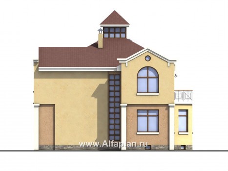 «Принцесса на горошине»  - проект двухэтажного дома, планировка с кабинетом на 1 эт, с террасой, с цокольным этажом - превью фасада дома