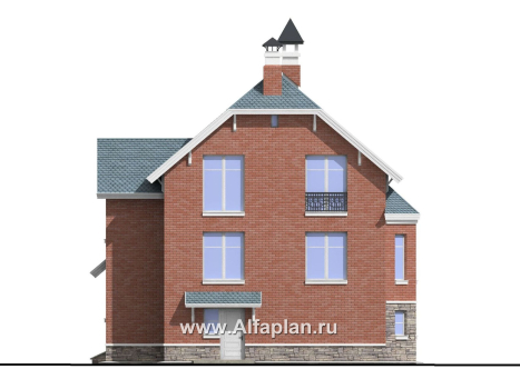 Проекты домов Альфаплан - «Корвет» - трехэтажный коттедж с двумя гаражами - превью фасада №4