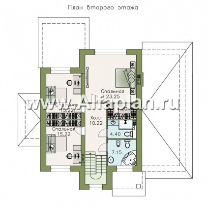«Равновесие» - проект двухэтажного дома,открытая планировка,  с террасой и с гаражом, в стиле Петровское Барокко - превью план дома