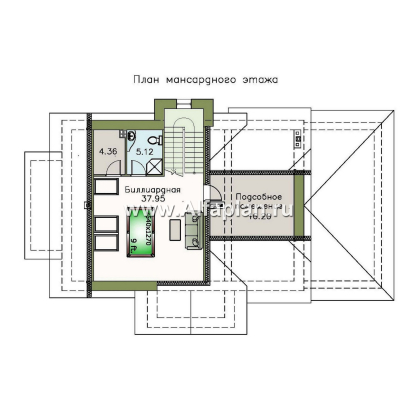 Проекты домов Альфаплан - «Ясная поляна»- коттедж для большой семьи с гаражом и бильярдной - превью плана проекта №4