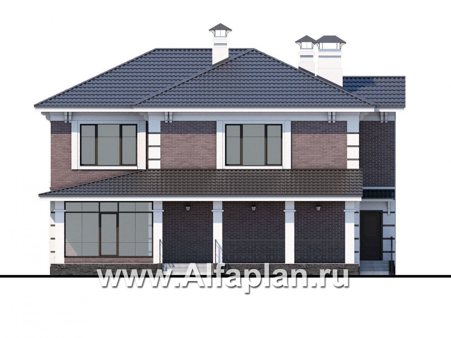 Проекты домов Альфаплан - «Орлов» - классический комфортабельный коттедж - изображение фасада №4