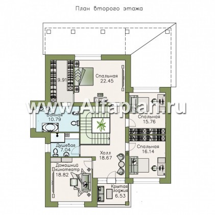Проекты домов Альфаплан - «Орлов» - классический комфортабельный коттедж - превью плана проекта №2