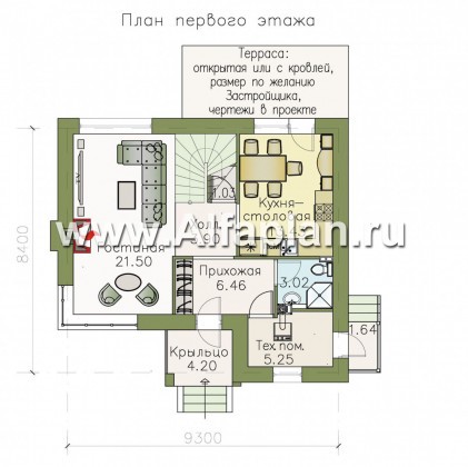 Проекты домов Альфаплан - Двухэтажный дом из кирпича «Карат» - превью плана проекта №1