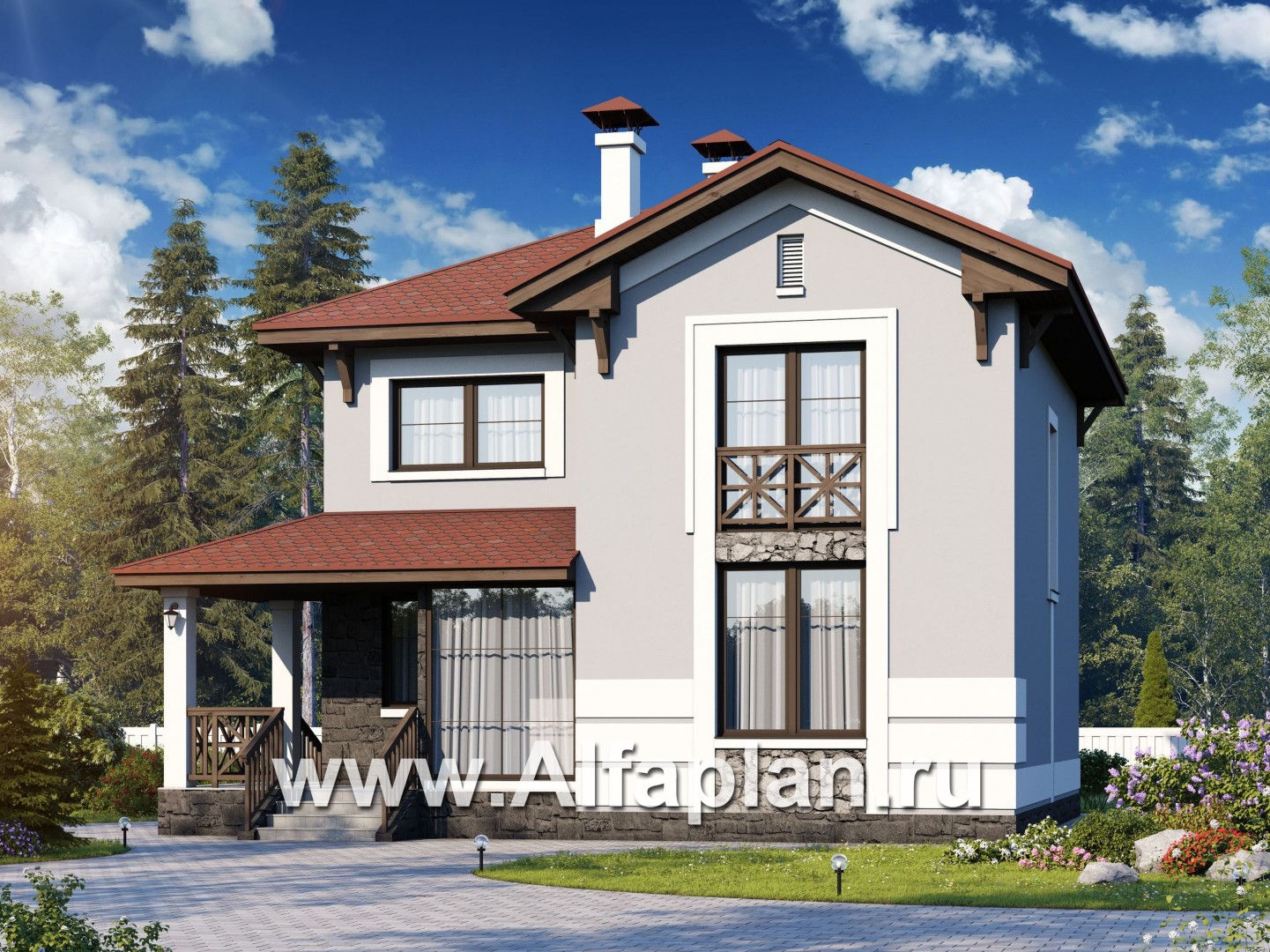 Проекты домов Альфаплан - Кирпичный дом «Собственный рай» - основное изображение