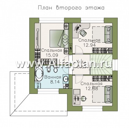 Проекты домов Альфаплан - Кирпичный дом «Собственный рай» - превью плана проекта №2