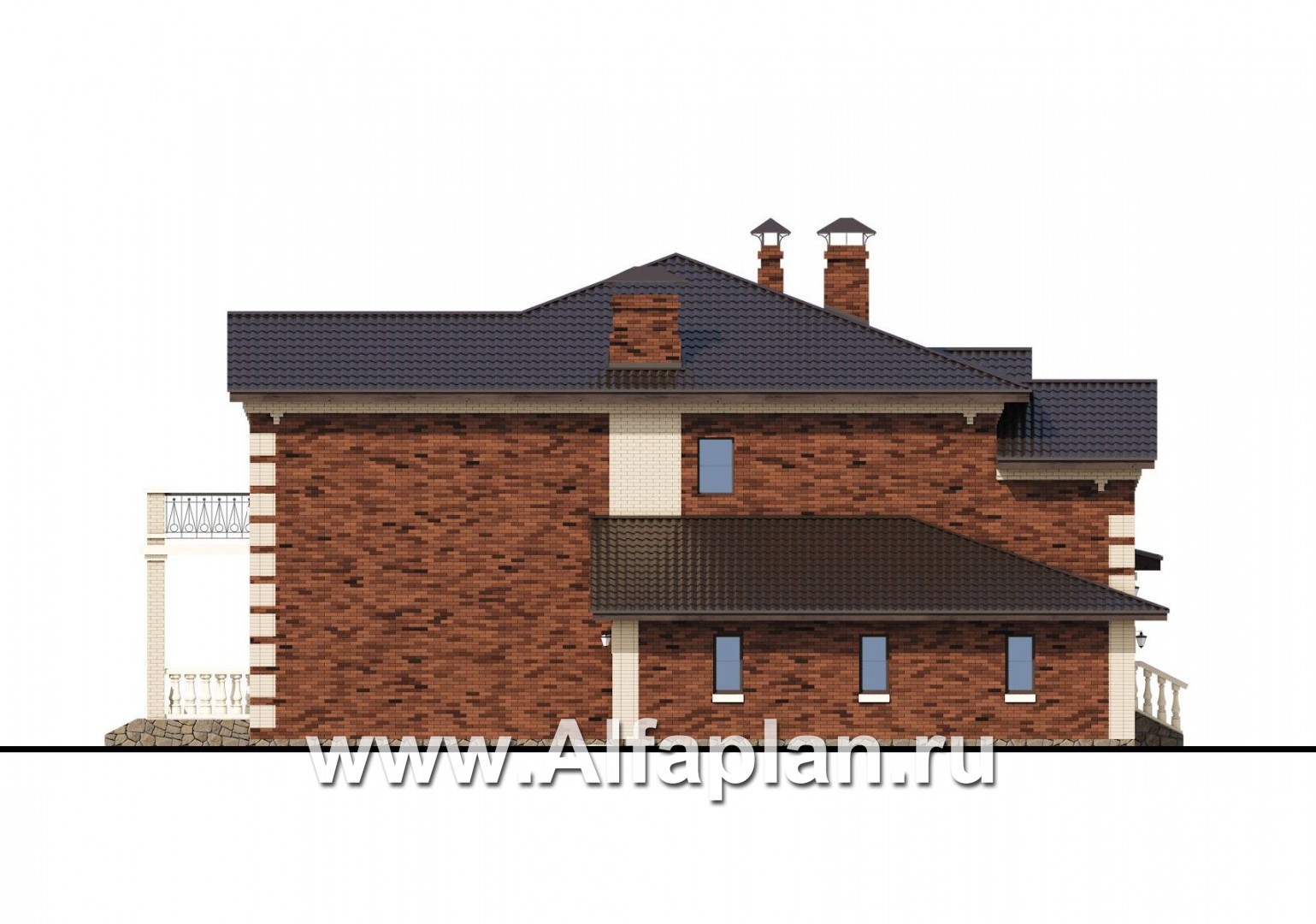 Проекты домов Альфаплан - «Эсперанса» - загородный особняк с террасой и гаражом - изображение фасада №3