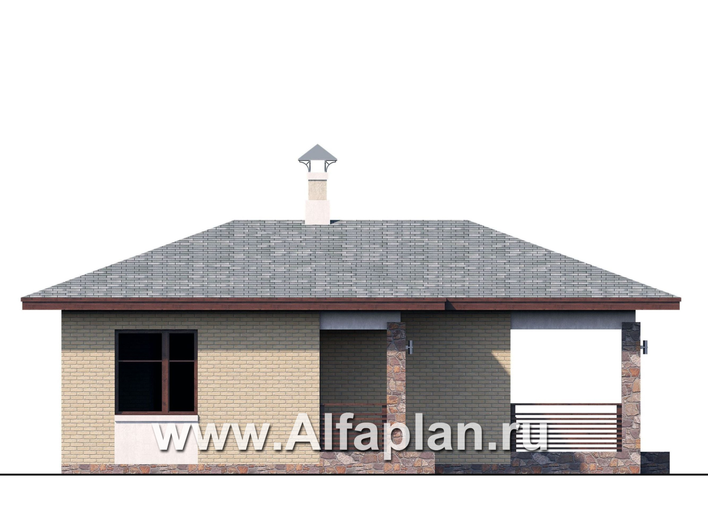 Проекты домов Альфаплан - «Виньон» - дачный дом с большой террасой - изображение фасада №3
