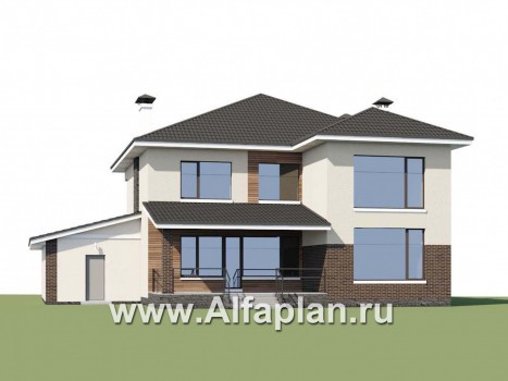 Проекты домов Альфаплан - «Родос» - проект современного двухэтажного дома с гаражом на две машины - превью дополнительного изображения №1