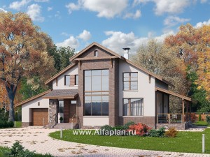 Проекты домов Альфаплан - «Регата» - комфортный дом с террасой и гаражом - превью основного изображения