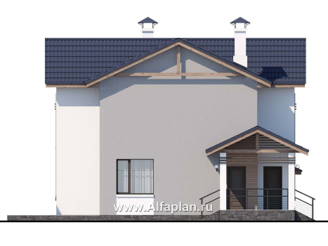 Проекты домов Альфаплан - «Каюткомпания» - экономичный дом для небольшой семьи с навесом для машины - превью фасада №3