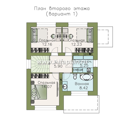 Проекты домов Альфаплан - Двухэтажный дом из кирпича «Бухта счастья» для небольшого участка - превью плана проекта №2