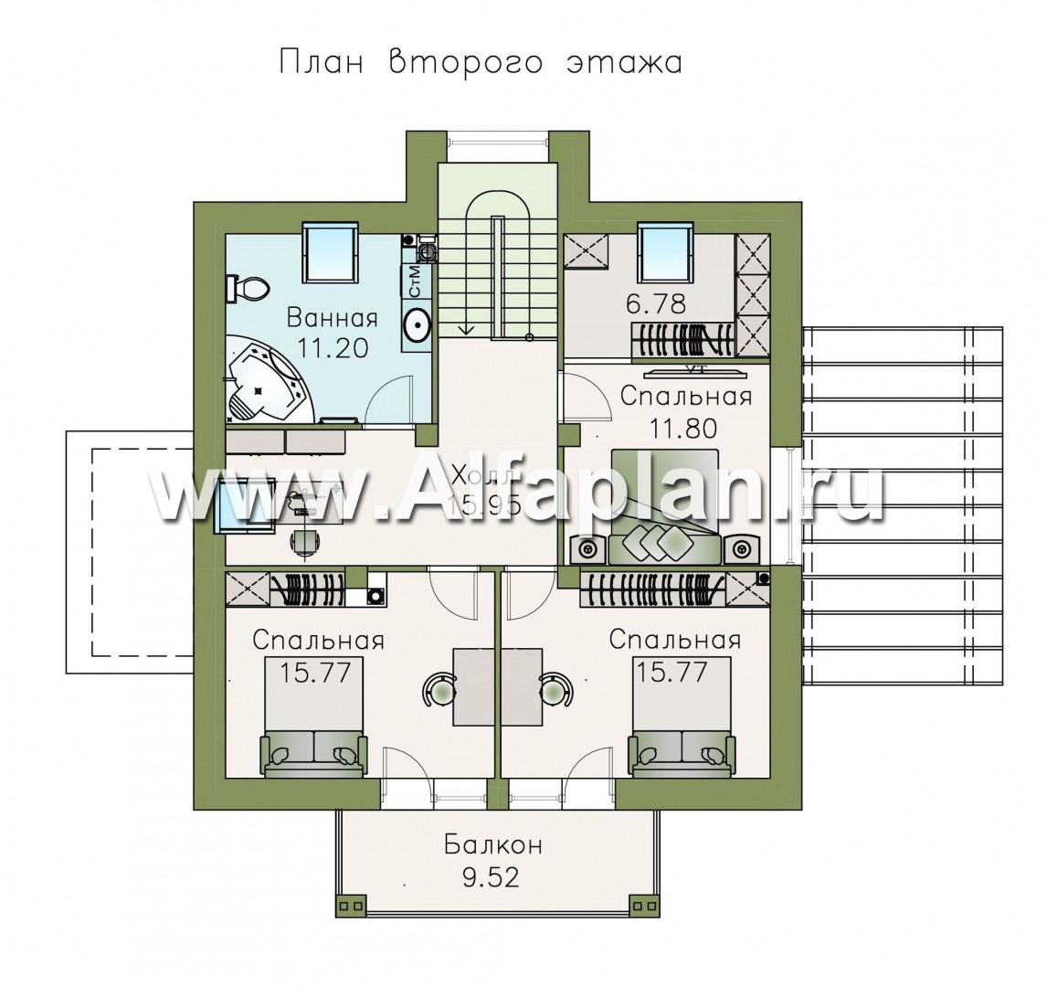 Проекты домов Альфаплан - «Арктур»  - современный мансардный дом - план проекта №2