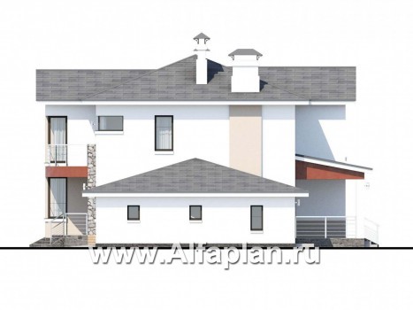 Проекты домов Альфаплан - «Платина» - современный дом в европейской традиции - превью фасада №2