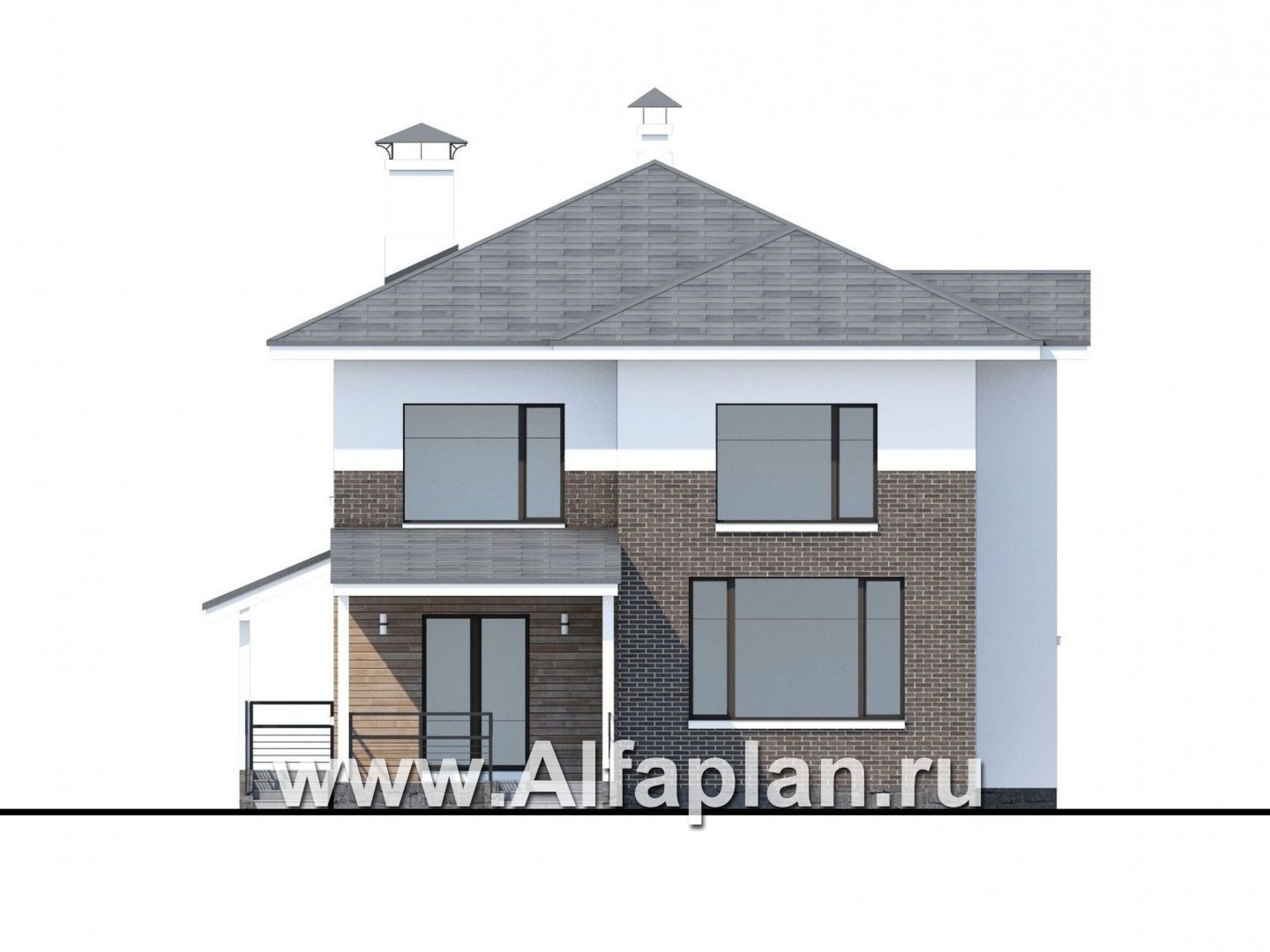 Проекты домов Альфаплан - «Сектор счастья» - стильный и компактный дом для большой семьи - изображение фасада №4