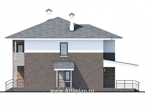 Проекты домов Альфаплан - «Сектор счастья» - стильный и компактный дом для большой семьи - превью фасада №2