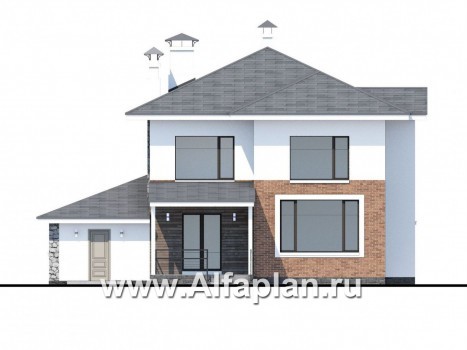 Проекты домов Альфаплан - «Сектор счастья» - стильный современный дом с гаражом - превью фасада №4