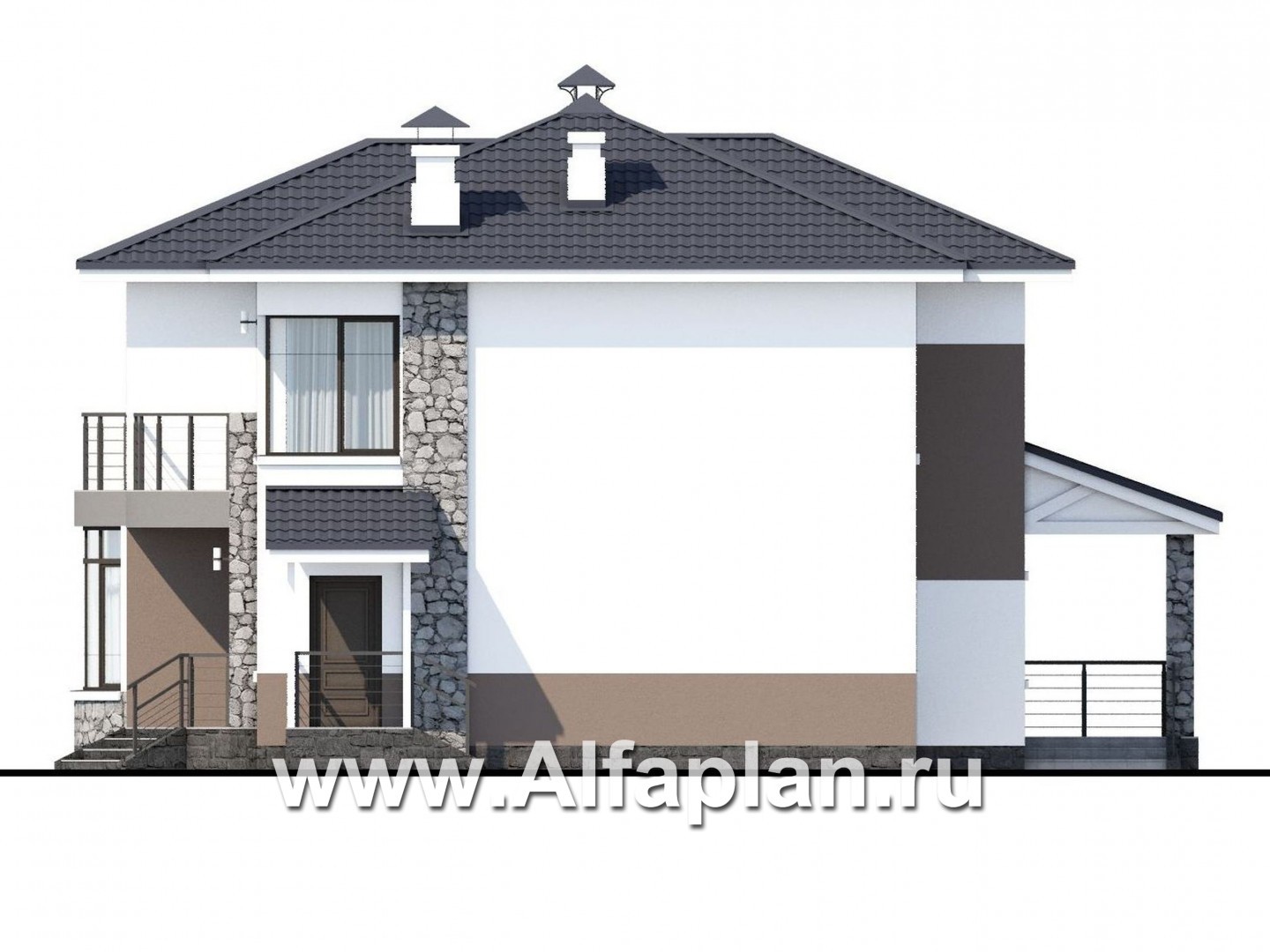 Проекты домов Альфаплан - «Гедонист»-  комфортный коттедж с эффектным остеклением - изображение фасада №2