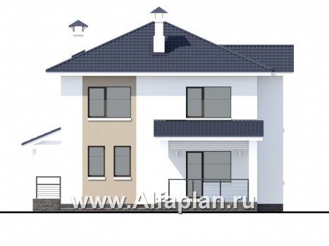 Проекты домов Альфаплан - «Лотос» - проект современного двухэтажного дома - превью фасада №4