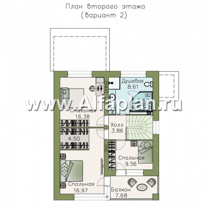 «Лотос» - проект современного двухэтажного дома, 3 спальни, с террасой, в стиле минимализм - превью план дома