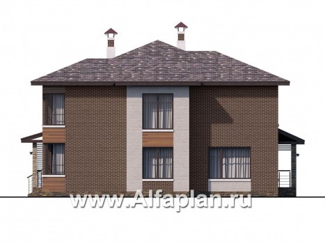 Проекты домов Альфаплан - «Эридан» - современный стильный дом с террасой - превью фасада №2