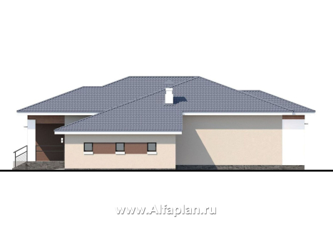 Проекты домов Альфаплан - «Калипсо» - комфортабельный одноэтажный дом с большим гаражом - превью фасада №2