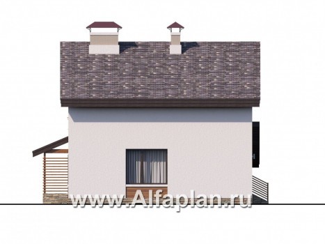 Проекты домов Альфаплан - «Оптима»- стильный небольшой дом с гаражом-навесом - превью фасада №3