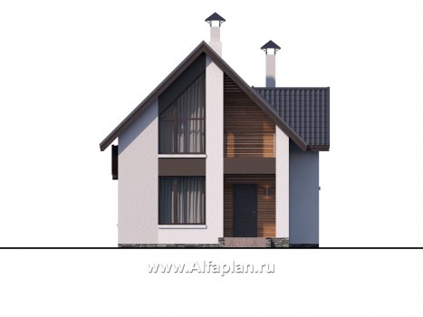 Проекты домов Альфаплан - «Арс» - небольшой мансардный дом для узкого участка - превью фасада №1
