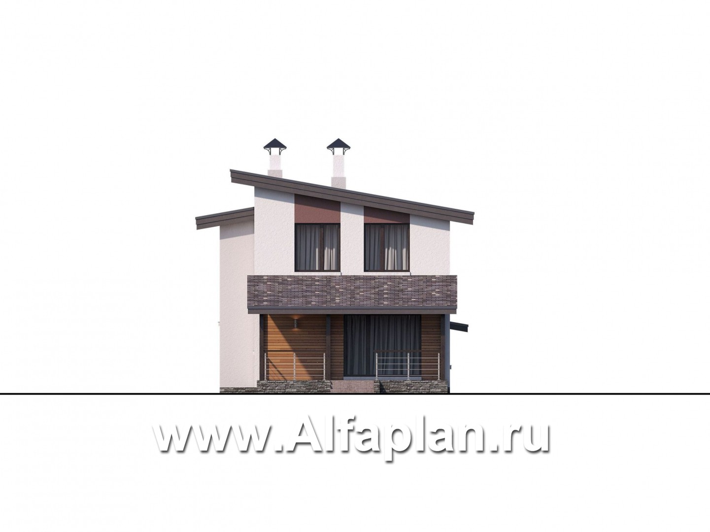 Проекты домов Альфаплан - «Арс» - дом с гаражом-навесом для узкого участка - изображение фасада №3